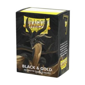 100 Fundas Standard Dual Matte Negro y Oro Dragon Shield