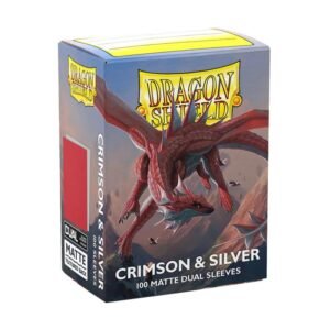 100 Fundas Standard Dual Matte Rojo y Plata Dragon Shield
