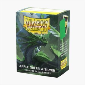 100 Fundas Standard Dual Matte Verde y Plata Dragon Shield